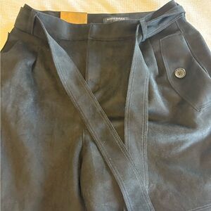 Banana Republic Black faux suede belted shorts